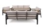 Zestaw mebli ogrodowych z aluminium SYCYLIA DUO | Czarny + imitacja drewna | Beżowe poduszki | OUTLET-2