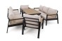 Zestaw mebli ogrodowych z aluminium SYCYLIA DUO | Czarny + imitacja drewna | Beżowe poduszki | OUTLET-4