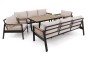 Zestaw mebli ogrodowych z aluminium SYCYLIA DUO | Czarny + imitacja drewna | Beżowe poduszki | OUTLET-6