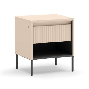 Szafka nocna TREND TS-10 1S | Oświetlenie LED | Beż piaskowy, czarny