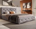 Łóżko tapicerowane z pojemnikiem SFG0140 | 160x200 | Welur | Jasny szary #53 | OUTLET