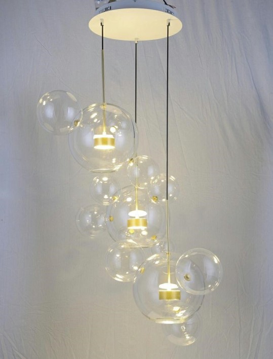 MOOSEE lampa wisząca CAPRI DISC 3 złota   - 180 LED, aluminium, szkło