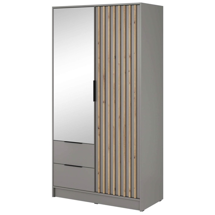 NELLY szafa 2D szara z lamelami artisan i lustrem.jpg