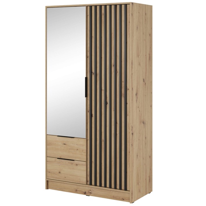 NELLY szafa 2D dąb artisan czarne lamele i lustro.jpg