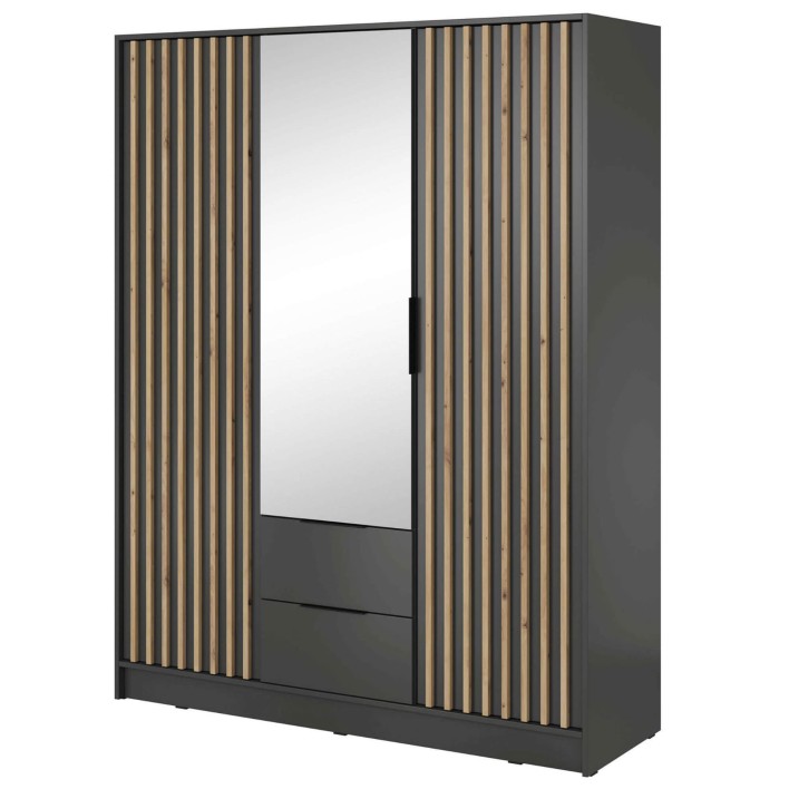 NELLY szafa 3D grafitowa z lamelami artisan i lustrem.jpg