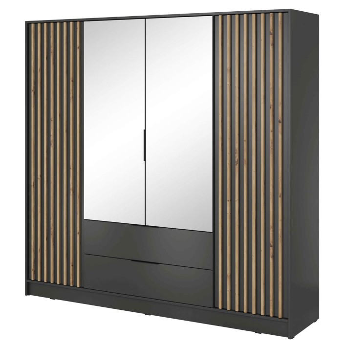 NELLY szafa 4D grafitowa z lamelami artisan i lustrem.jpg