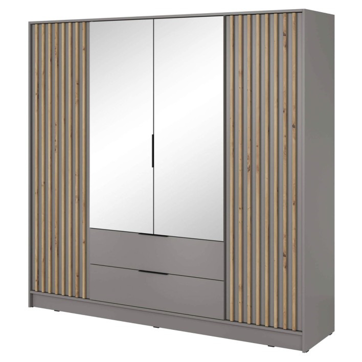 NELLY szafa 4D szara z lamelami artisan i lustrem.jpg