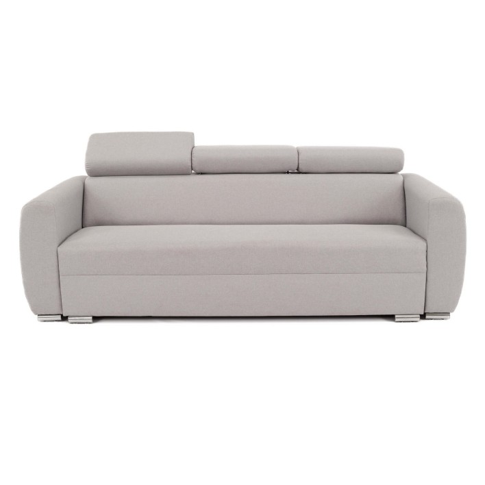 szara sofa na chromowanych nóżkach