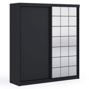 Szafa przesuwna z lustrem COLLIN | 200cm | Czarny | Szybka wysyłka