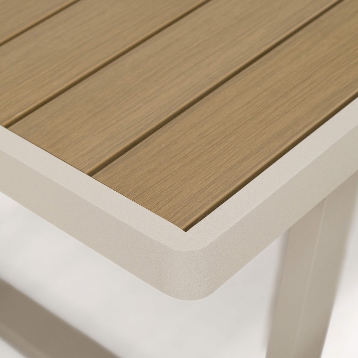 Zestaw mebli ogrodowych z aluminium PROVENCE | Beż + imitacja drewna | Beżowe poduszki - 9