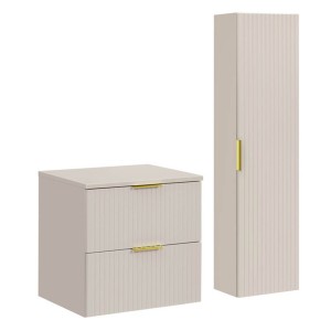 Zestaw meblowy 60cm z blatem i Szafką wysoką |  Kolekcja ADEL CASHMERE | Kaszmirowy Mat 