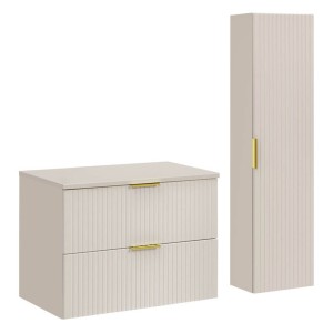 Zestaw meblowy 80cm z blatem i Szafką wysoką |  Kolekcja ADEL CASHMERE | Kaszmirowy Mat 