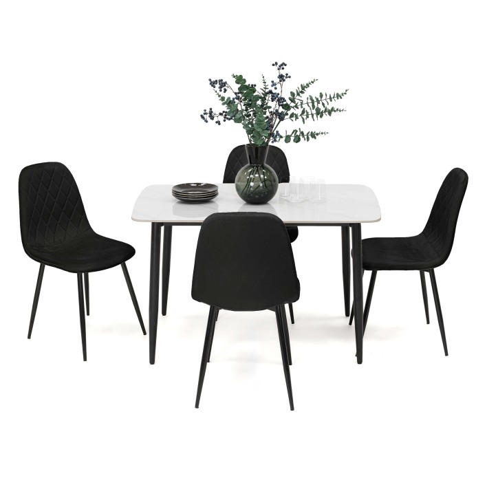 Stół ceramiczny LORIS 120CM Biały + 4 Krzesła | DC-1916 | Czarny - 7