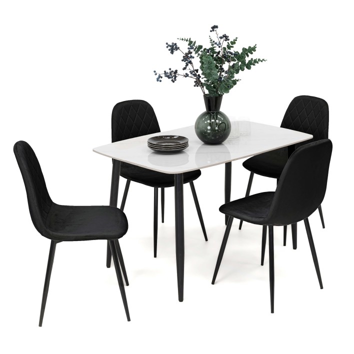 Stół ceramiczny LORIS 120CM Biały + 4 Krzesła | DC-1916 | Czarny - 8