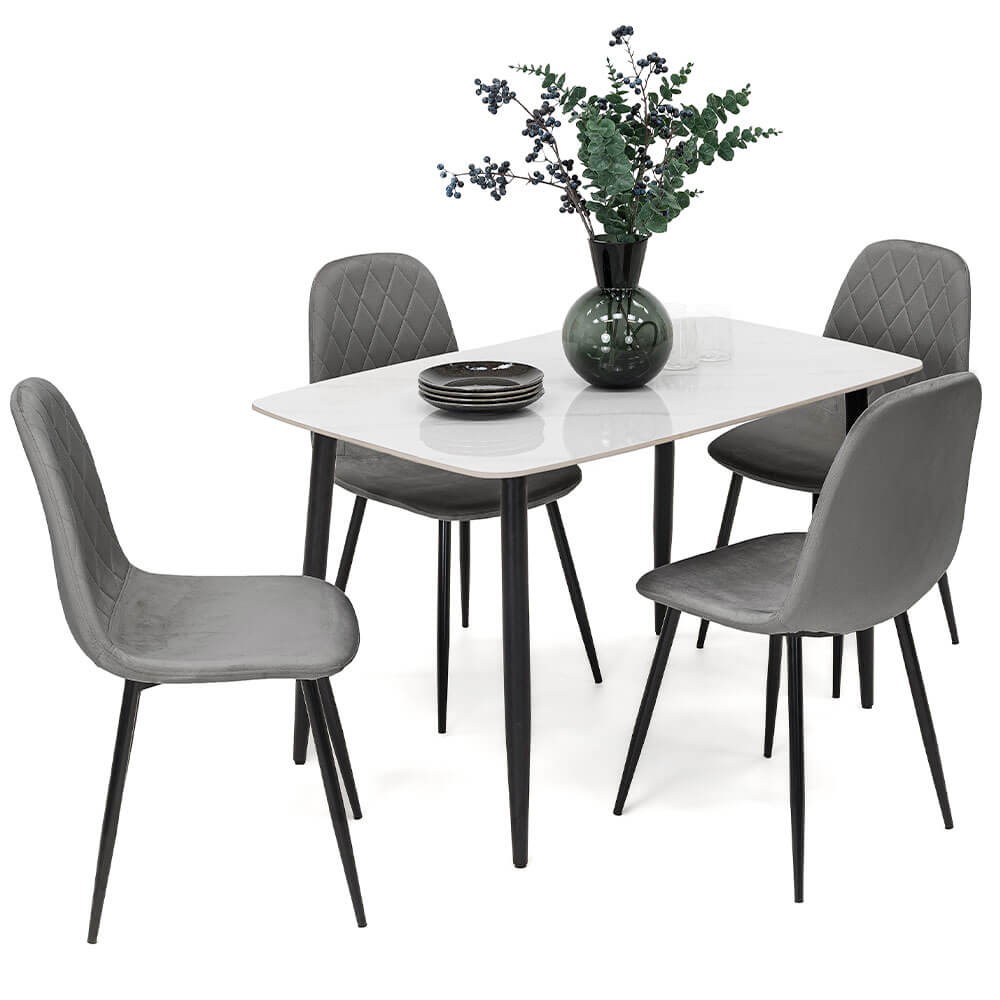 Stół ceramiczny LORIS 120CM Biały + 4 Krzesła | DC-1916 | Szary