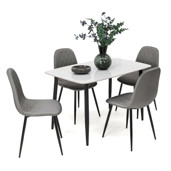 Stół ceramiczny LORIS 120CM Biały + 4 Krzesła | DC-1916 | Szary - 8