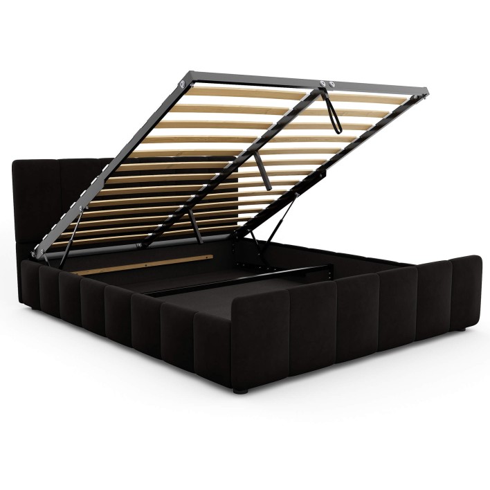 Łóżko tapicerowane z pojemnikiem SFG0166 | 140x200 | Welur | Czarny