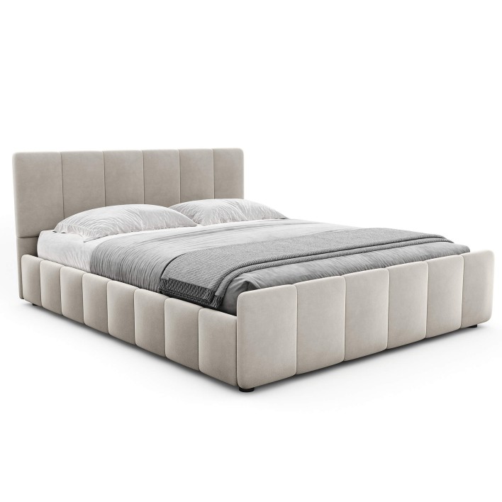 Łóżko tapicerowane z pojemnikiem SFG0166 | Welur | Beż #3