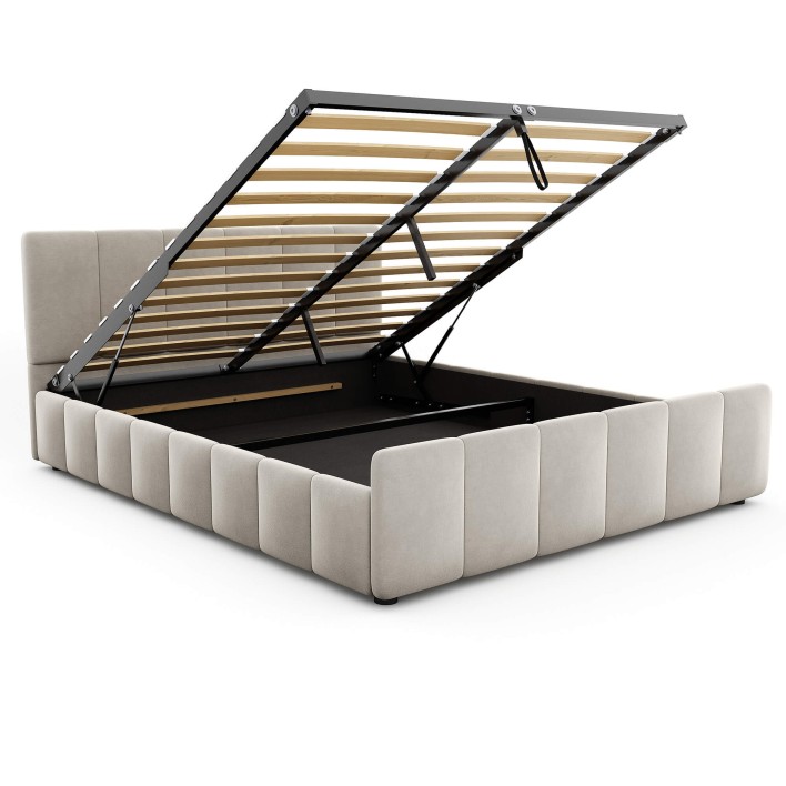 Łóżko tapicerowane z pojemnikiem SFG0166 | Welur | Beż #3