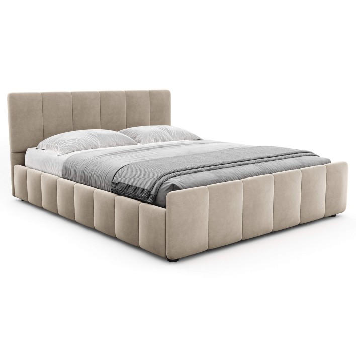 Łóżko tapicerowane z pojemnikiem SFG0166 | Welur | Ciemny beż #6