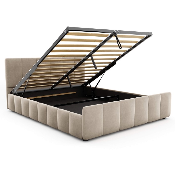 Łóżko tapicerowane z pojemnikiem SFG0166 | Welur | Ciemny beż #6