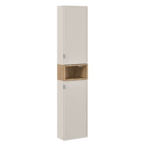 Zestaw Meblowy Boczny 35 cm Dwie Szafki Górne i Regał Otwarty | Kolekcja Bella Cashmere | Dąb Artisan, Kaszmirowy Mat