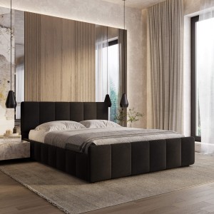 Łóżko tapicerowane SF1077 | 140x200 | Welur | Czarny