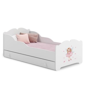 Łóżko dziecięce ANNA z szufladą 80x160 Dziewczynka ze skrzydełkami