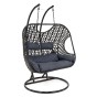 Fotel wiszący ogrodowy dwuosobowy XXL SC-N1 | Czarny | Poduszki szare | OUTLET-3
