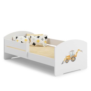 Łóżko dziecięce LUK z barierką 80x160 Żółta koparka