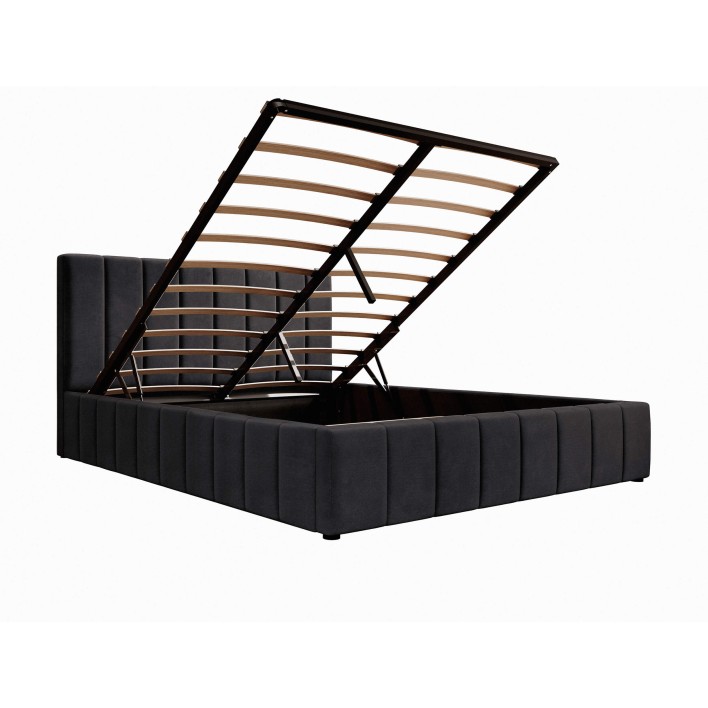 Łóżko tapicerowane z pojemnikiem SFG0144P | 180x200 | Welur | Czarny - 5
