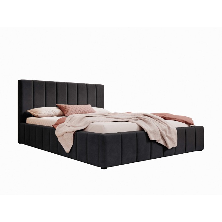Łóżko tapicerowane z pojemnikiem SFG0144P | 180x200 | Welur | Czarny - 6