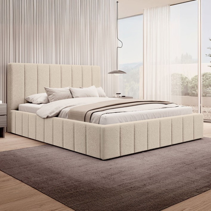 Łóżko tapicerowane z pojemnikiem SFG0144 | 180x200 | Boucle | Beż #3 - 3