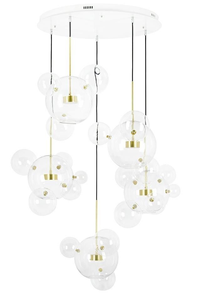 MOOSEE Lampa wisząca CAPRI DISC 5 złota   - 300 LED, aluminium, szkło