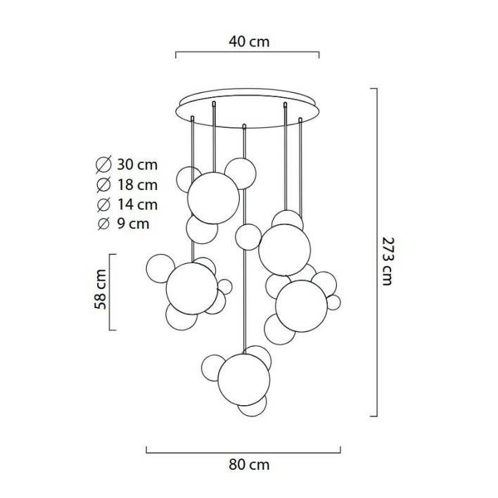 MOOSEE Lampa wisząca CAPRI DISC 5 złota   - 300 LED, aluminium, szkło