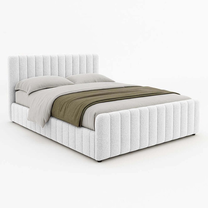 Łóżko tapicerowane z pojemnikiem SFG0167P | 120x200 | Boucle | Biały #2 - 4