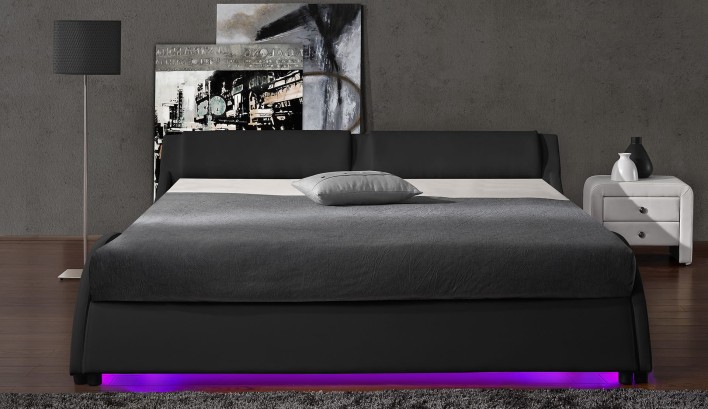 ŁÓŻKO TAPICEROWANE DO SYPIALNI 160x200 868 LED CZARNE