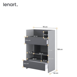 BED CONCEPT BC-26 - regał 92x138 - szary/grafit