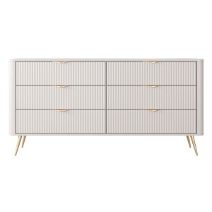 Komoda LANTE 6S | 163cm | Beżowy | Złote nogi
