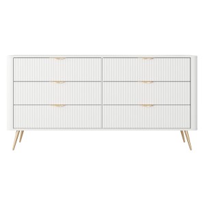 Komoda LANTE 6S | 163cm | Biały | Złote nogi