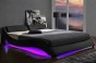 Łóżko tapicerowane SF813 LED | 160x200 | Ekoskóra | Czarny | OUTLET-1