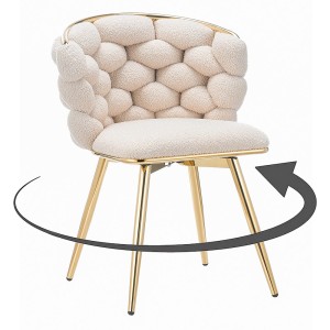 Krzesło obrotowe DC-3039 jasny beż #3 boucle złote nogi  