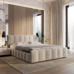 Łóżko tapicerowane z pojemnikiem SFG0166 | 160x200 | Welur | Ciemny beż #6 | OUTLET