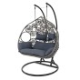 Fotel wiszący ogrodowy dwuosobowy SC-N3 | Szary | Poduszki szare | OUTLET-2