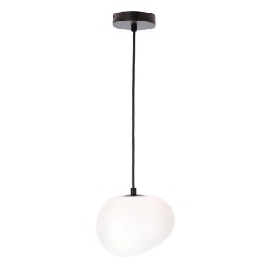 Lampa wisząca STONES 20 cm w stylu Japandi z białym akrylowym kloszem inspirowanym kamieniem 