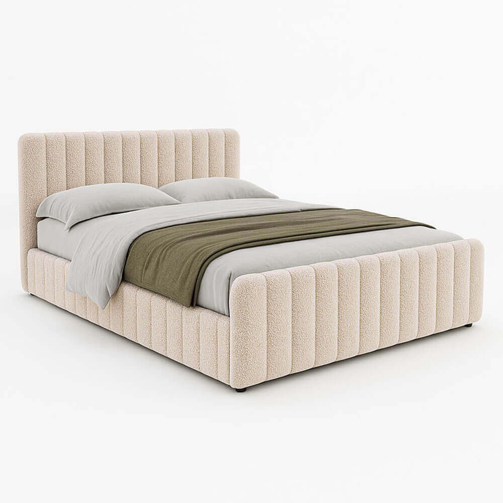 Łóżko tapicerowane z pojemnikiem SFG0167 | 180x200 | Boucle | Beż #4 | OUTLET