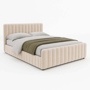 Łóżko tapicerowane z pojemnikiem SFG0167 | 180x200 | Boucle | Beż #4 | OUTLET