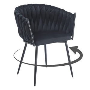 Krzesło obrotowe DC-7077S180 | welur | czarny | czarne nogi