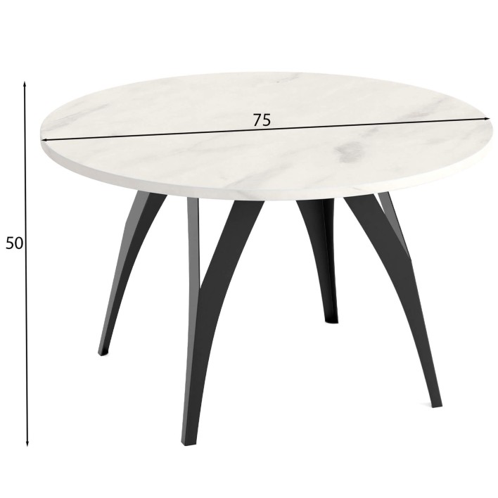 Stolik BELLA 75 Czarny stelaż Marmur Bianco Wymiary.jpg