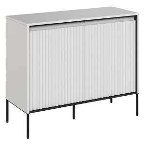 Komoda frezowana TREND 02 biały/czarne nogi